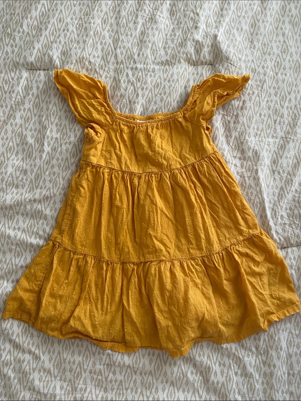 jumping beans Mustard Yellow Tiered Flutter-Sleeve Dress